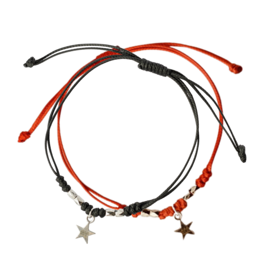 bracciali charm stellina in colori nero e rosso